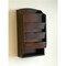 Dark Walnut Wall Mount Mail Organizer with Key Hooks and Adjustable Shelf